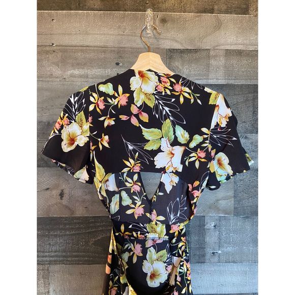 Nightwalker Black Floral Cut out Maxi Dress - Picture 4 of 6